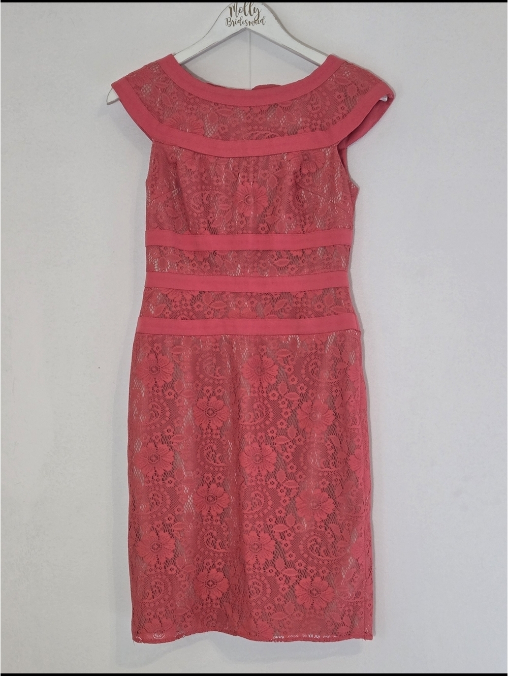 Adrianna Papell Coral Lace Sheath Dress with Banding